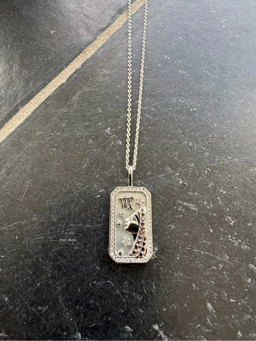 Zodiac Amulet Silver Virgo Pendant Necklace adjustable length